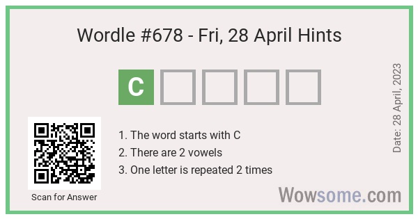How to solve Wordle 678 of Friday 28 April'23